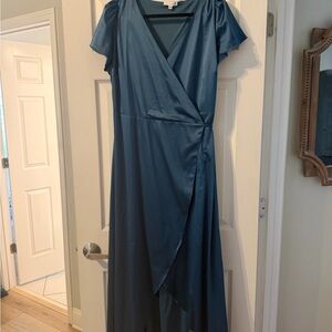 Elegant Teal Wrap Maxi Dress - Women